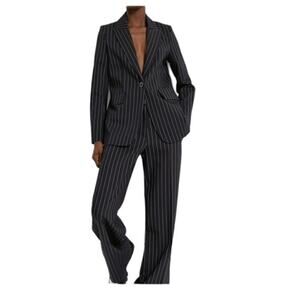 Finley Y2K Classic Wool Stretch Pinstripe Blazer Jacket & Pants Suit 2 pc EUC 6
